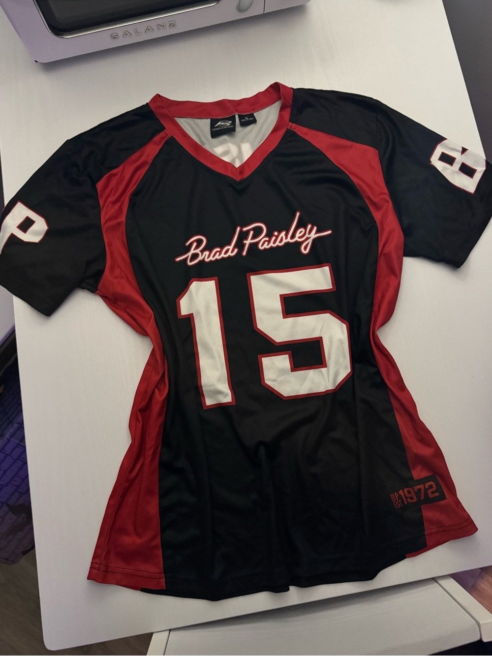 Brad Paisley Concert Tour Merch Jersey #15 Red Black and White